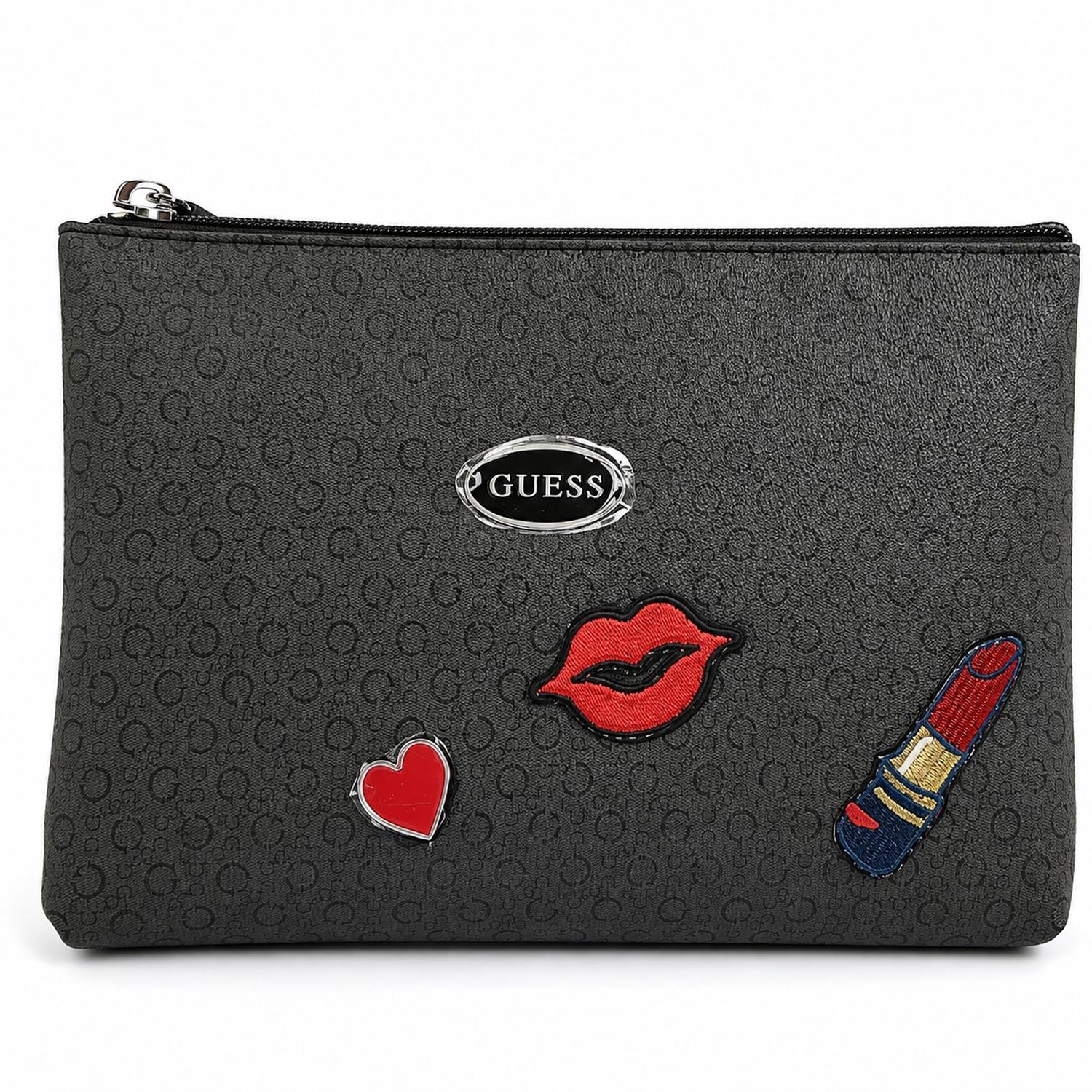 COSMETIQUERA GUESS SUNSET BLVD TRAVEL MONOGRAFIADA NEGRO CON BORDADOS - 1