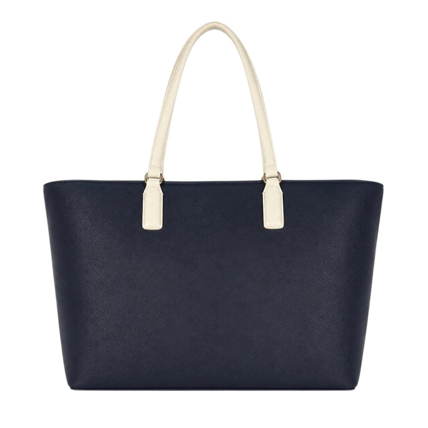 CARTERA TOTE TOMMY HILFIGER AZUL CON ASA BLANCA Y ADORNO FLOR ROJA - 3