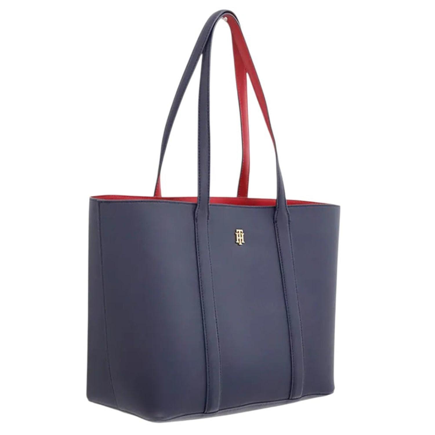 CARTERA TOTE TOMMY HILFIGER AZUL CON FORRO INTERIOR ROJO - 2