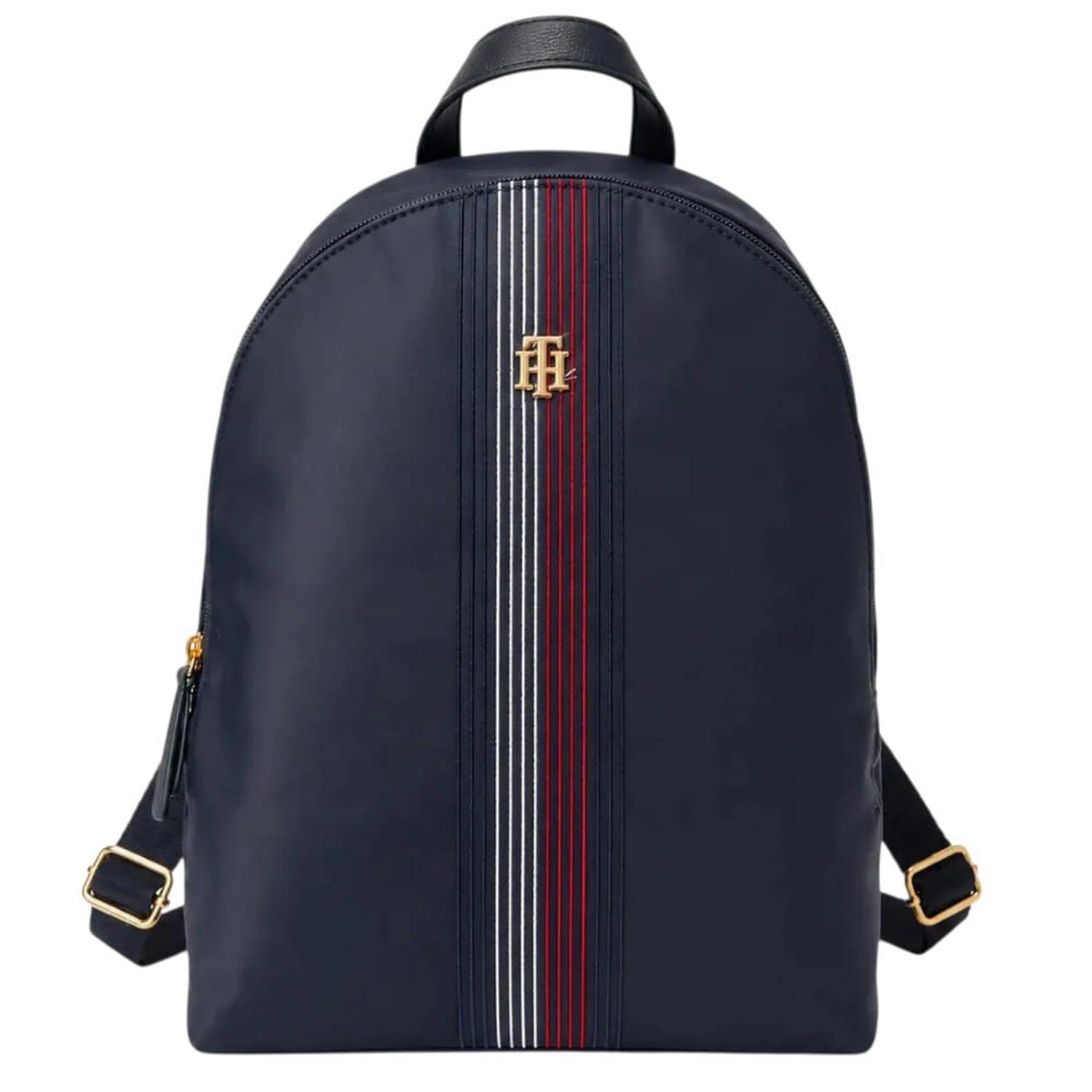 MOCHILA TOMMY HILFIGER NEGRO CON RAYAS DE COLORES EN MEDIO - 1