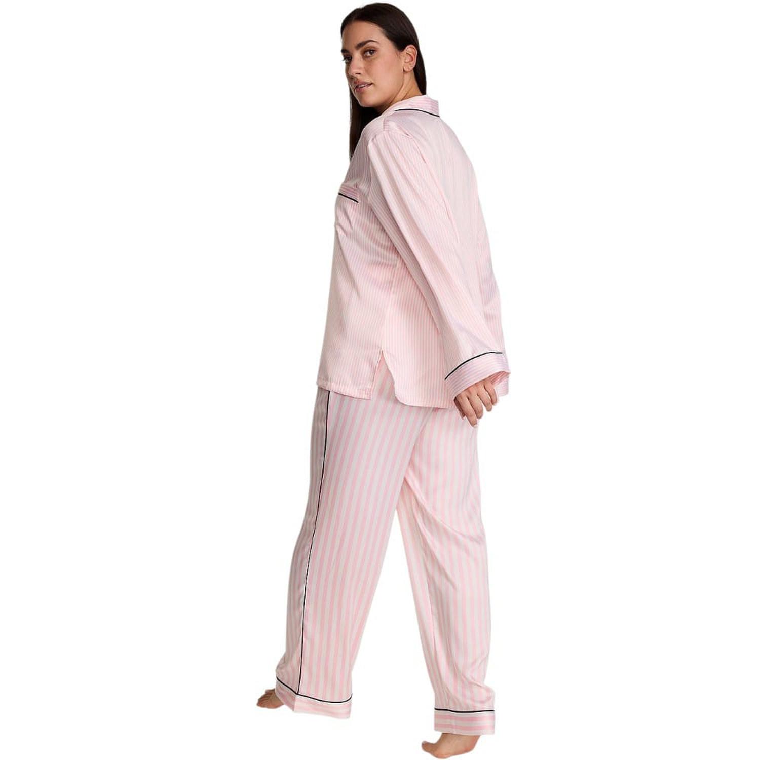 CONJUNTO DE PIJAMA SATÍN ROSADO VICTORIAS SECRET LARGO TALLA S - 2