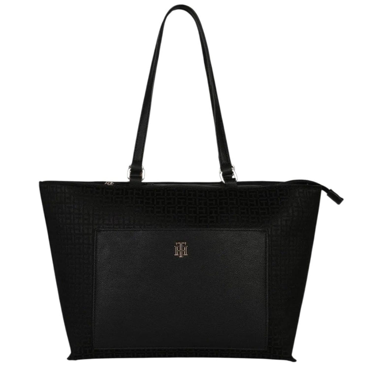 CARTERA TOTE TOMMY HILFIGER MONOGRAFIADO NEGRO - 1