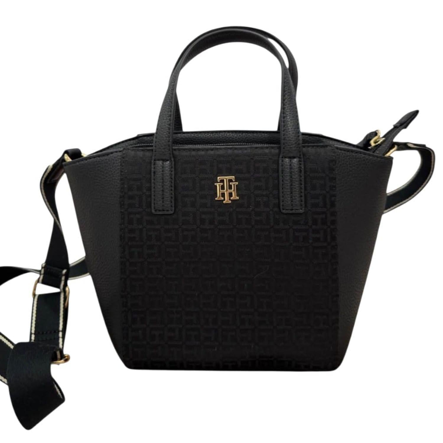 CARTERA CROSSBODY TOMMY HILFIGER NEGRO ENTERO MONOGRAFIADO - 1