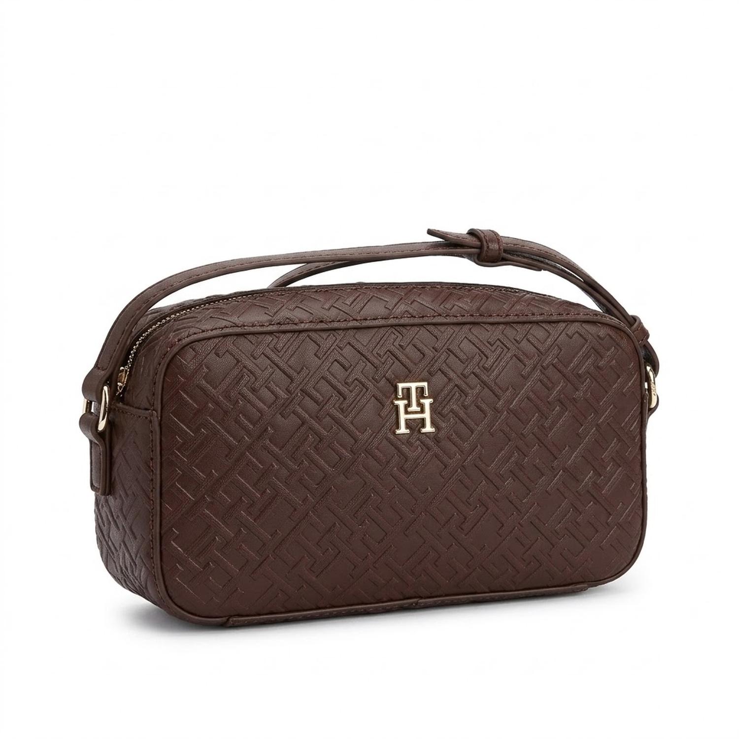 CARTERA MEDIANA CROSSBODY TOMMY HILFIGER MARRÓN MONOGRAFIADO - 1