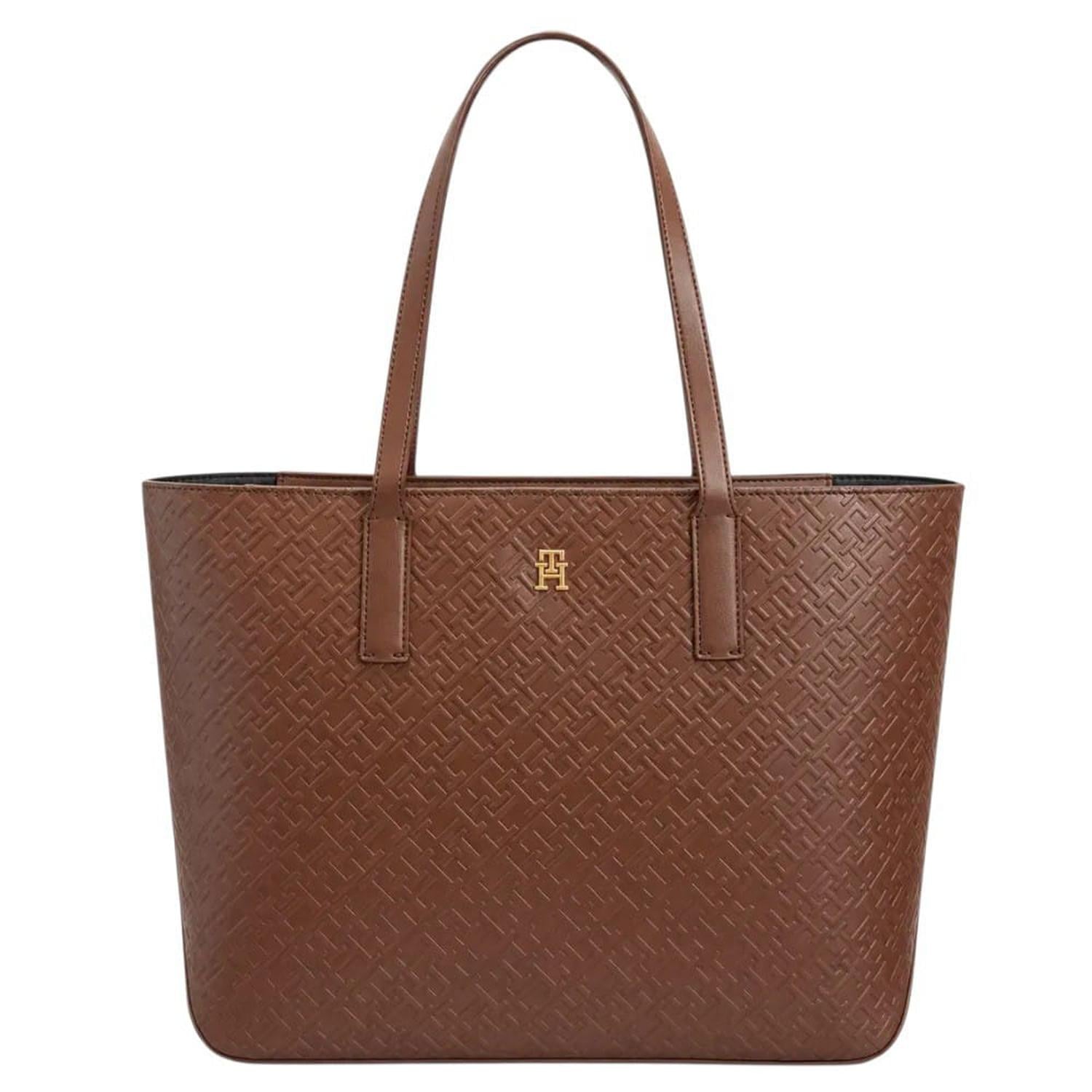 CARTERA TOTE TOMMY HILFIGER MARRÓN CON RELIEVE MONOGRAFIADO - 1