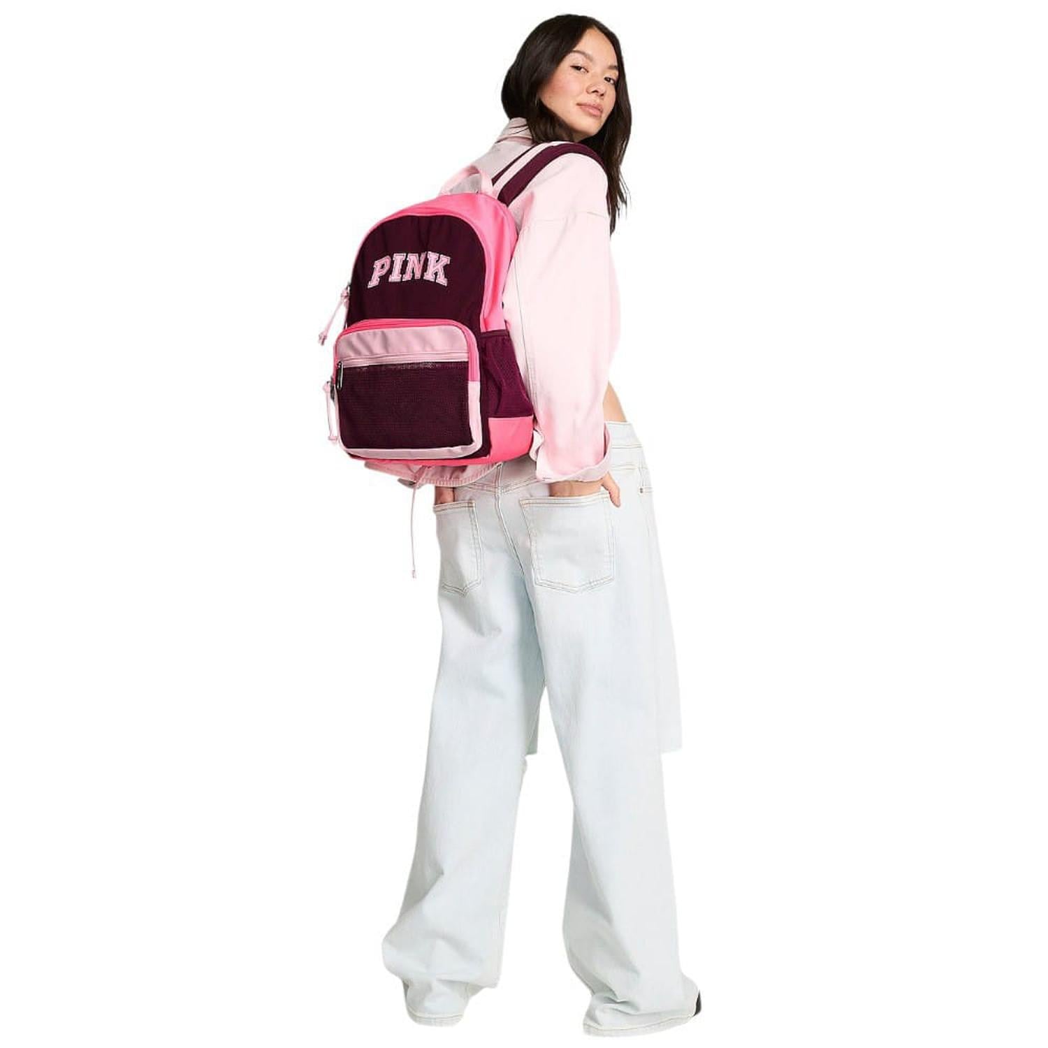 MOCHILA PINK COLOR VINO Y ROSADO - 2