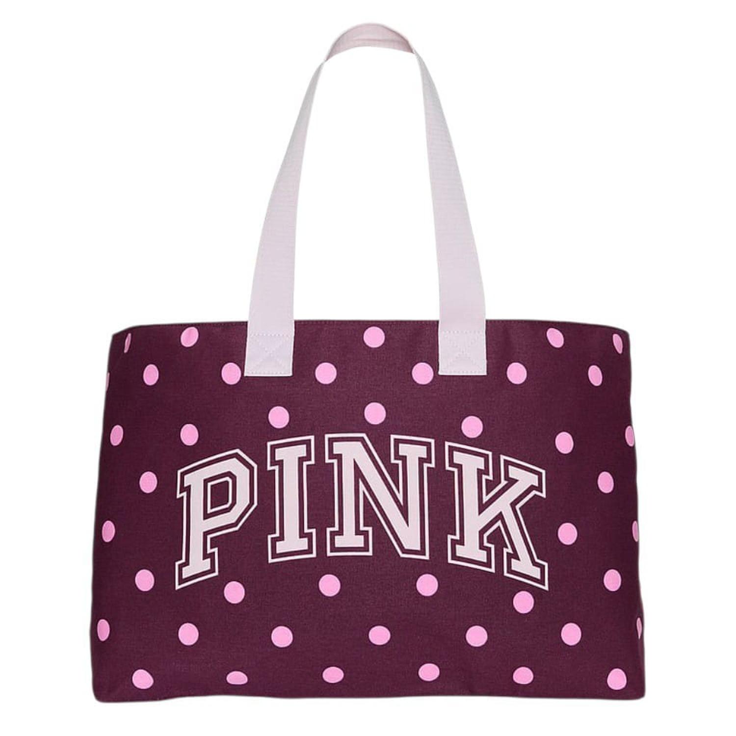 CARTERA TOTE PINK COLOR VINO CON PUNTOS ROSADOS - 2