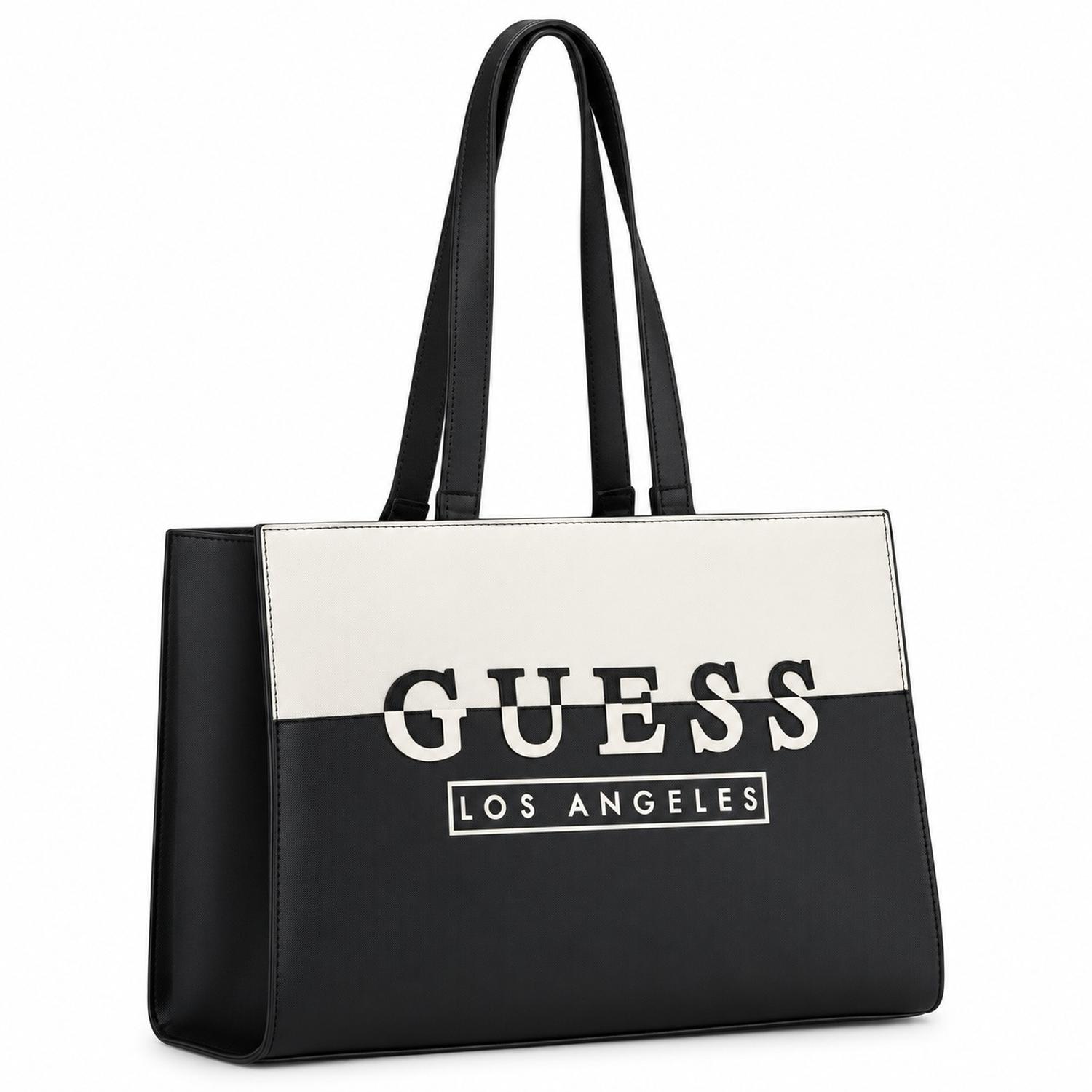 CARTERA TOTE GUESS DAWN BLANCO Y NEGRO LOS ANGELES - 2