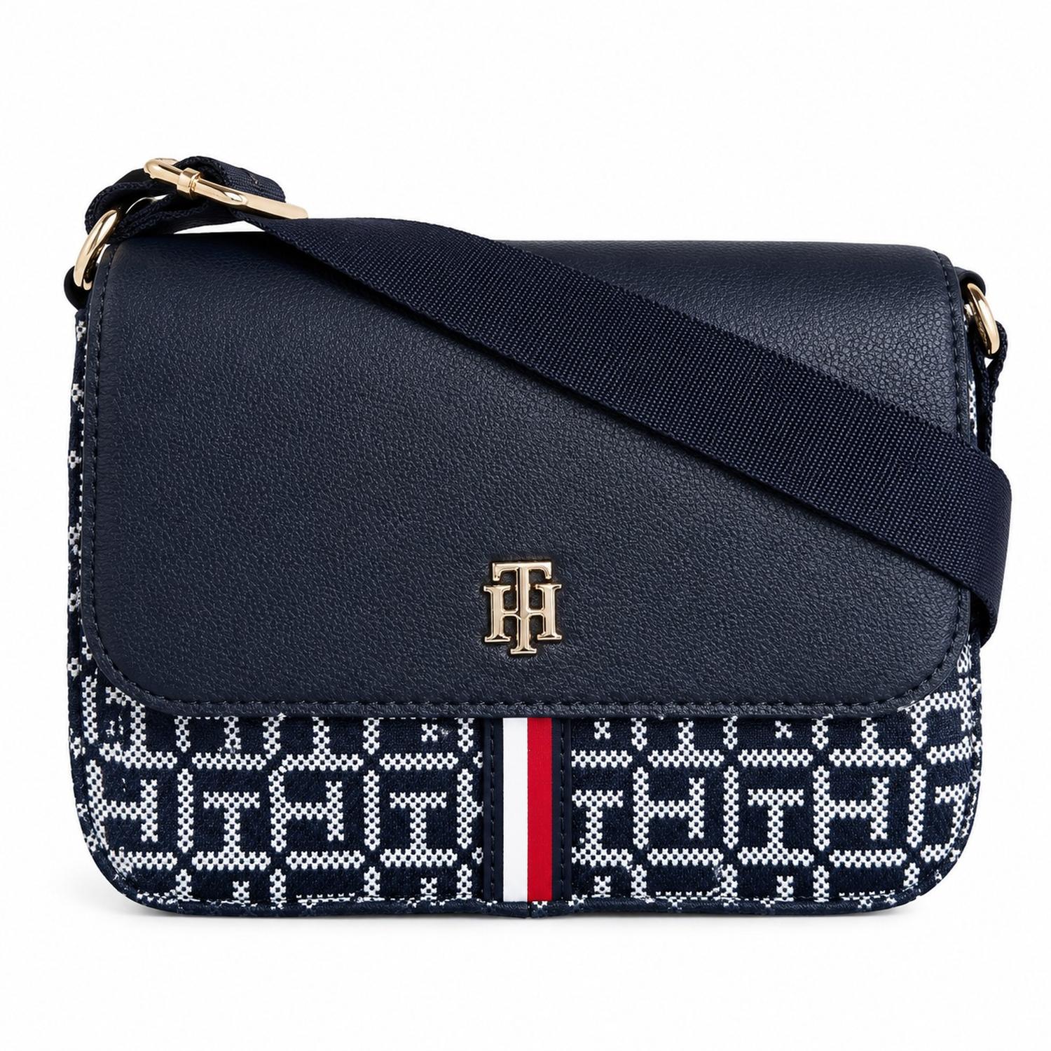 CARTERA CROSSBODY TOMMY HILFIGER AZUL NOCHE MONOGRAFIADO - 1