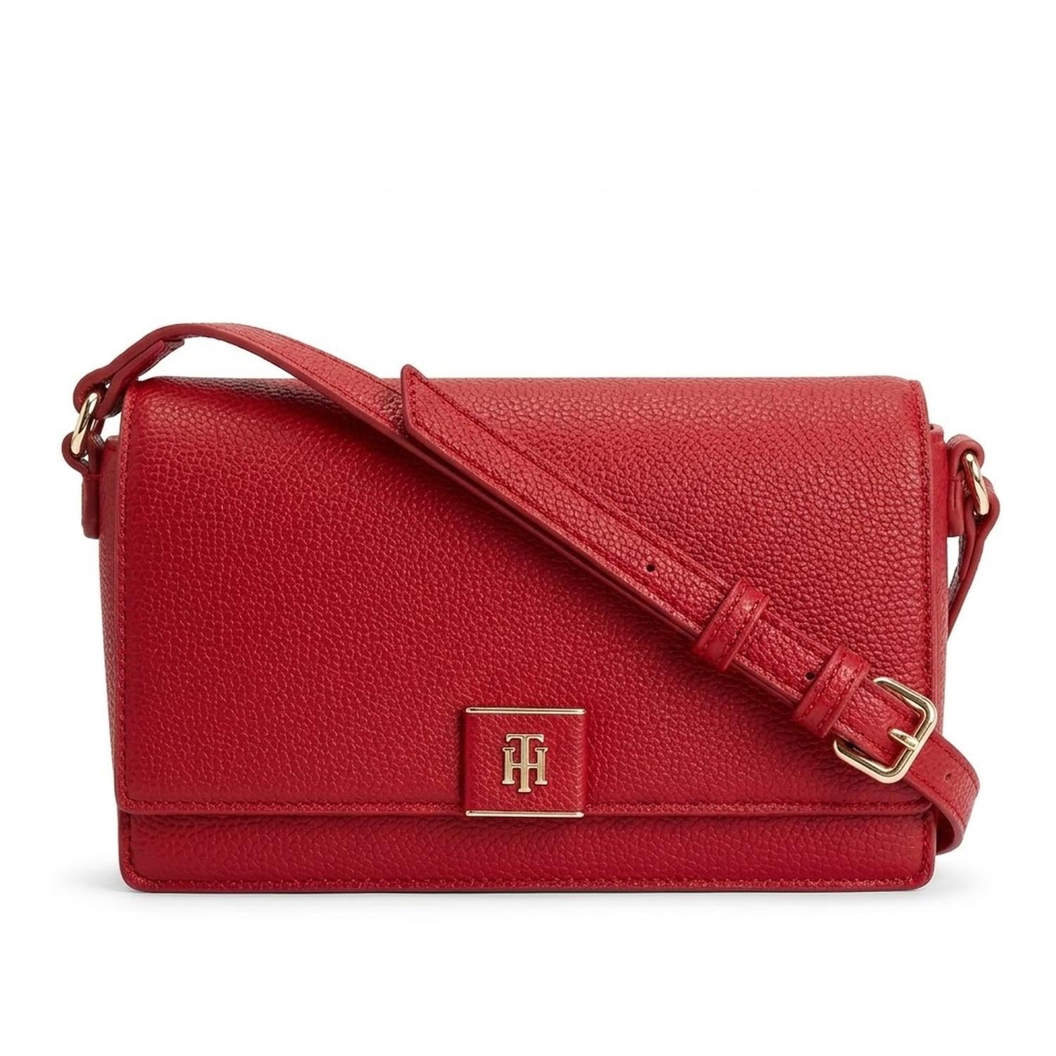 CARTERA CROSSBODY TOMMY HILFIGER ROJO CON DETALLE DORADO - 1
