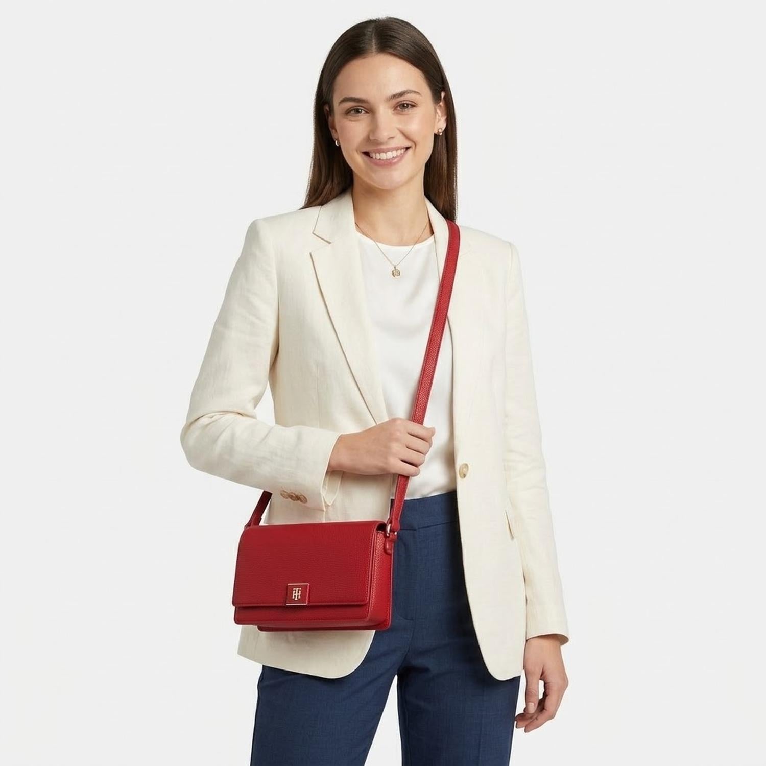 CARTERA CROSSBODY TOMMY HILFIGER ROJO CON DETALLE DORADO - 2