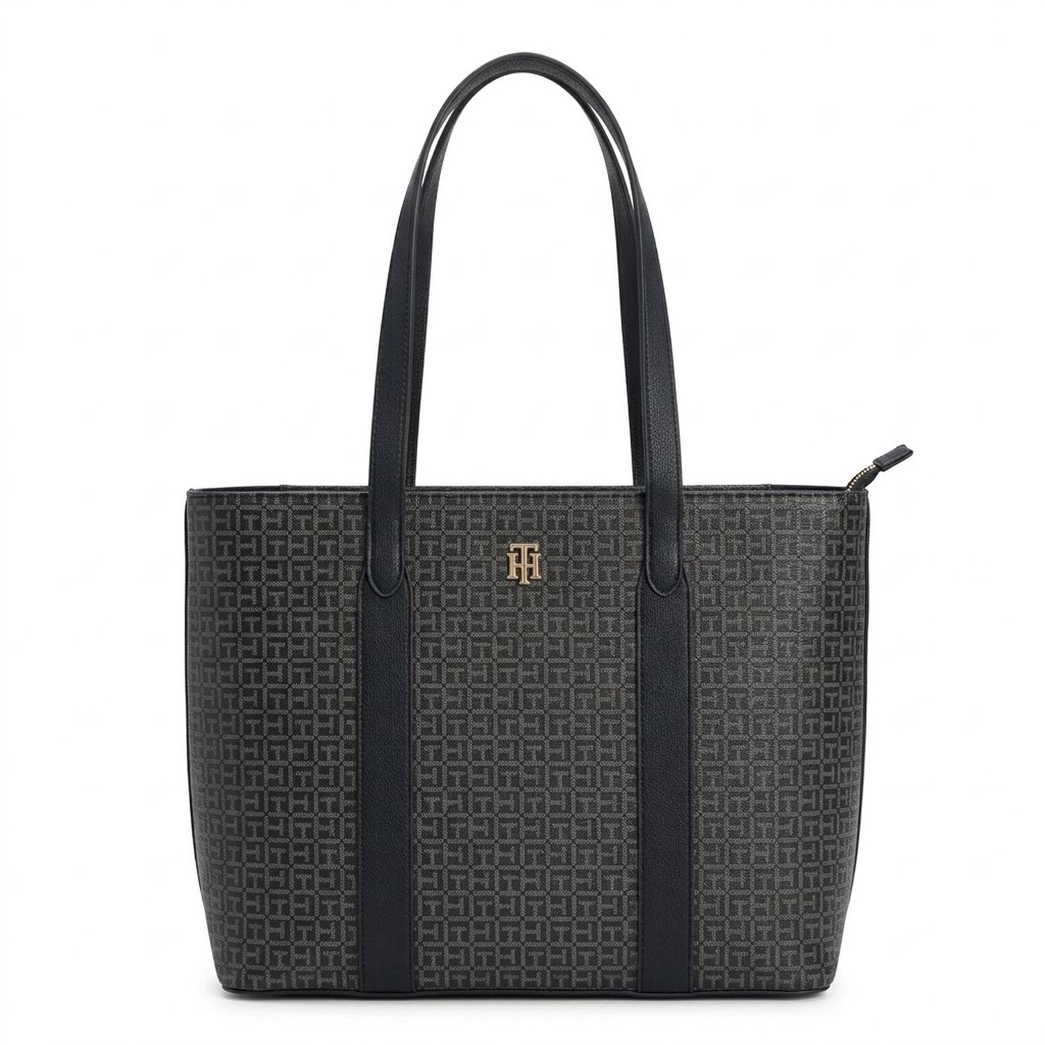 CARTERA TOTE TOMMY HILFIGER NEGRO MONOGRAFIADO - 1