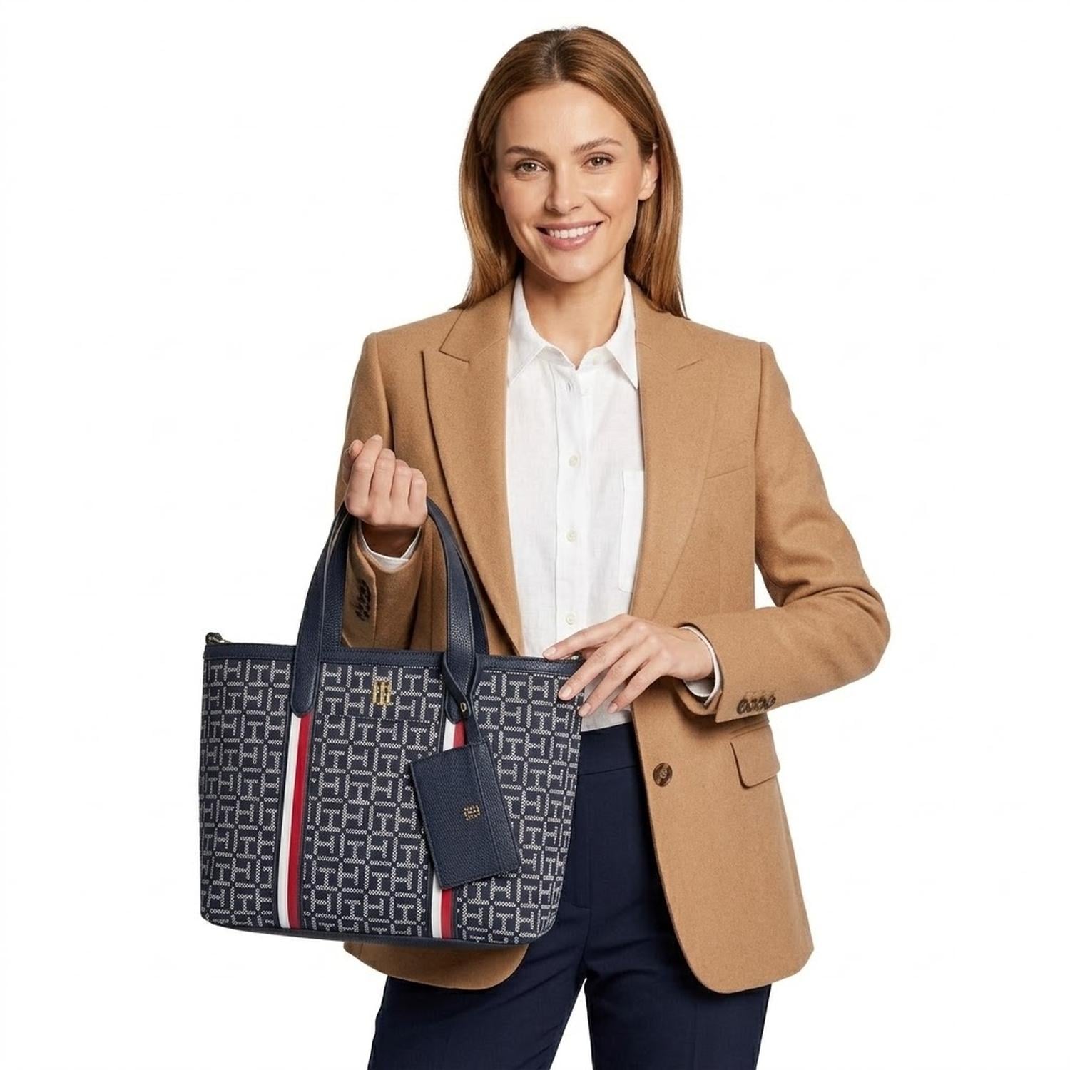 CARTERA MINI TOTE Y CROSSBODY TOMMY HILFIGER MULTICOLOR MONOGRAFIADO CON MONEDERO - 2