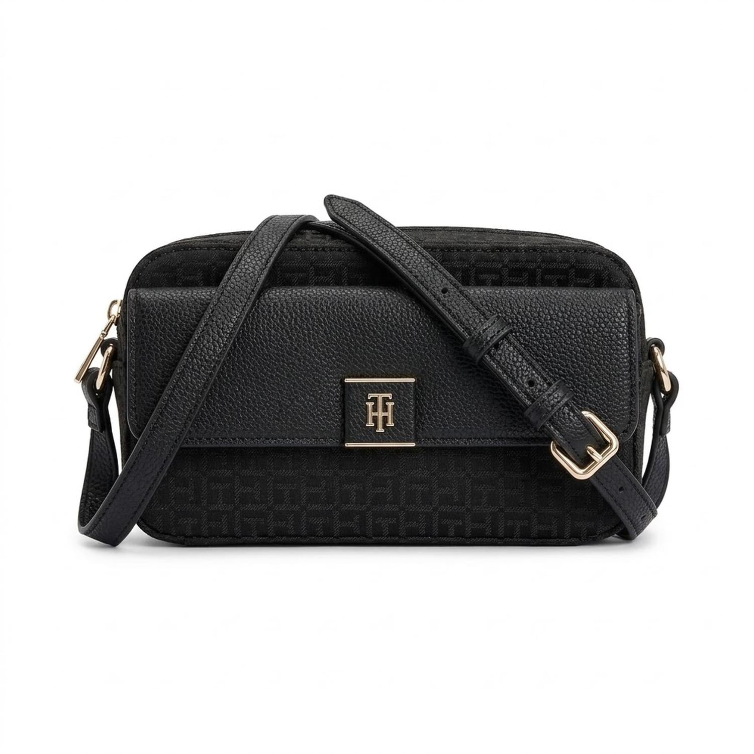 CARTERA CROSSBOY TOMMY HILFIGER MONOGRAFIADO NEGRO - 1
