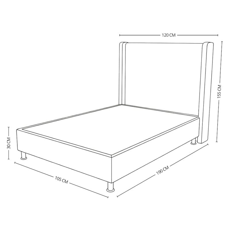 CAMA BOX TARIMA ESSENZA + CABECERA NUBE 1.5 PLAZAS - 5