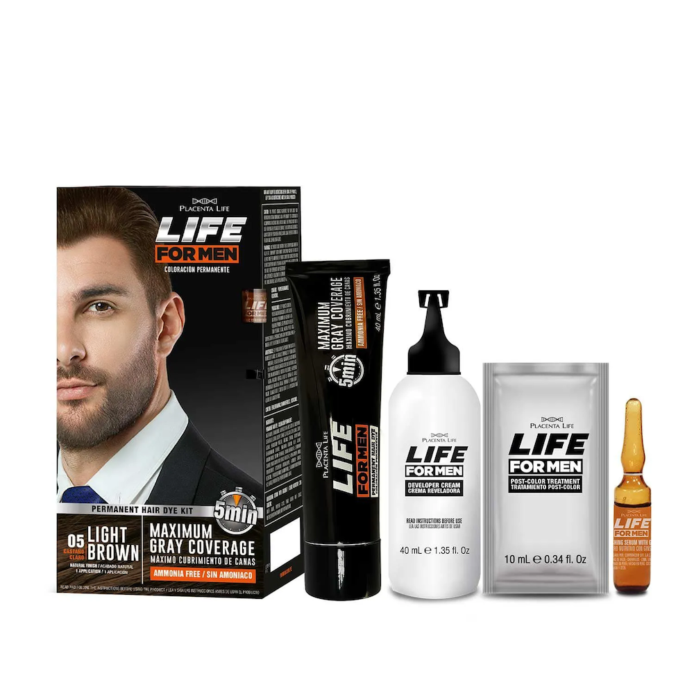 KIT TINTE 05 CASTAÑO CLARO PARA HOMBRE LIFE FOR MEN - 1