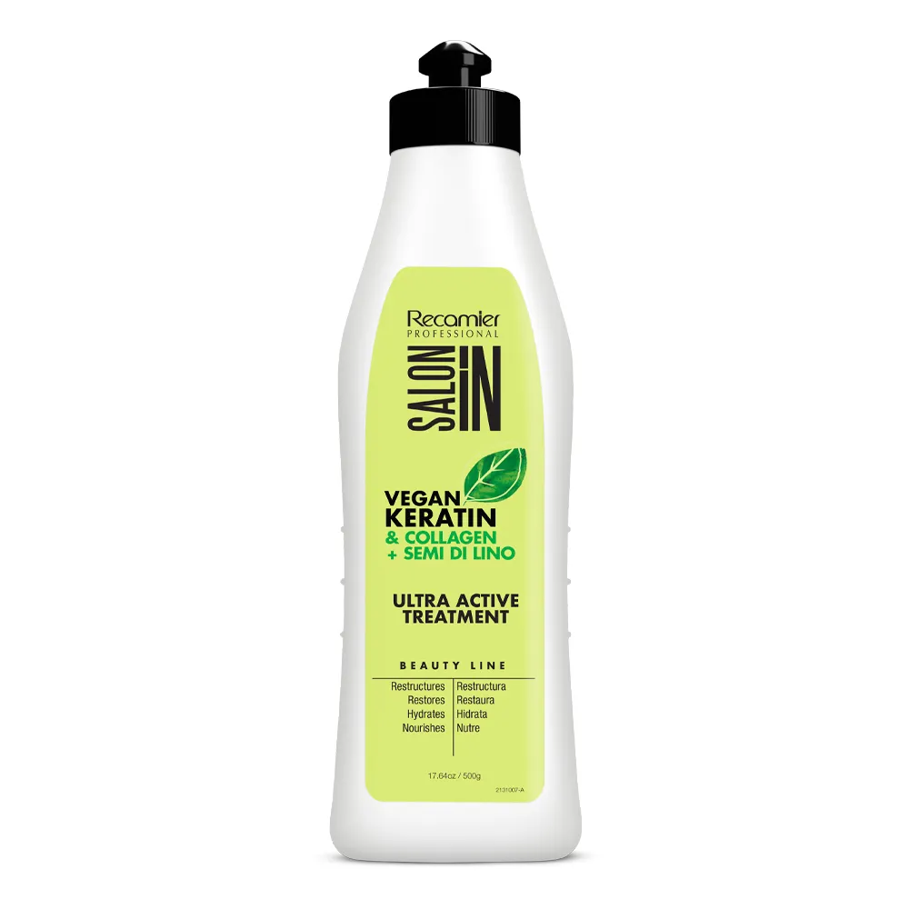 TRATAMIENTO PROTECTOR DE CALOR VEGAN KERATIN ULTRA ACTIVE KERATIN TREATMENT 500ML SALON IN - 1