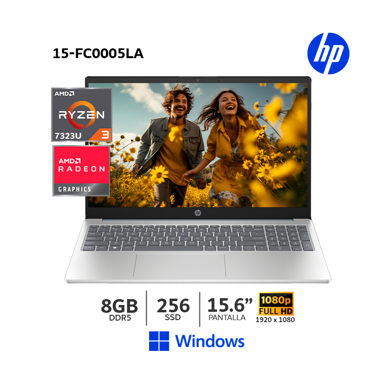LAPTOP HP 15-FC0005LA | AMD R3-7320U|RAM 8GB| SSD 256GB | PANT. 15.6 FHD | FREEDOS- 802M8LA#ABM - 1