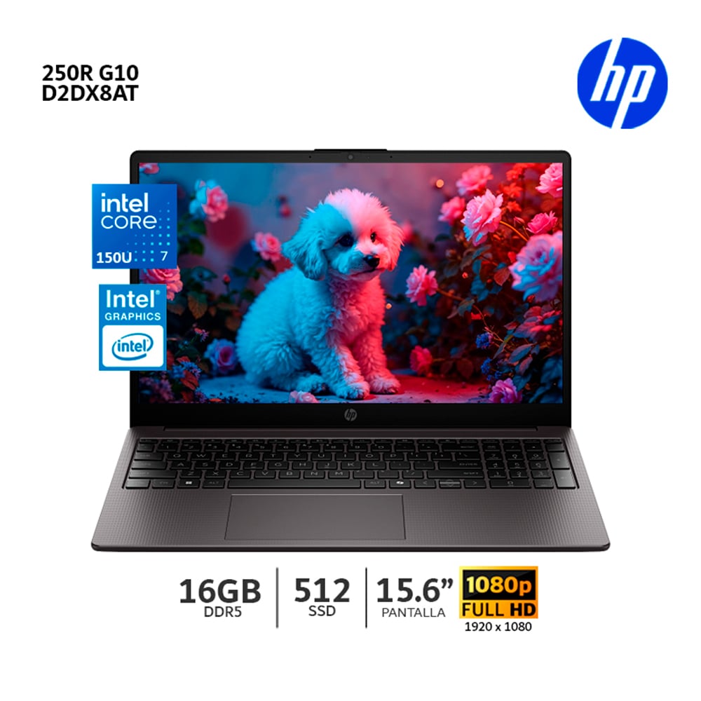 LAPTOP HP 250R INTEL CORE 7 150U RAM 16GB DDR5 SSD 512 GB PANTALLA 15.6 HD LED / D2DX8AT - 1