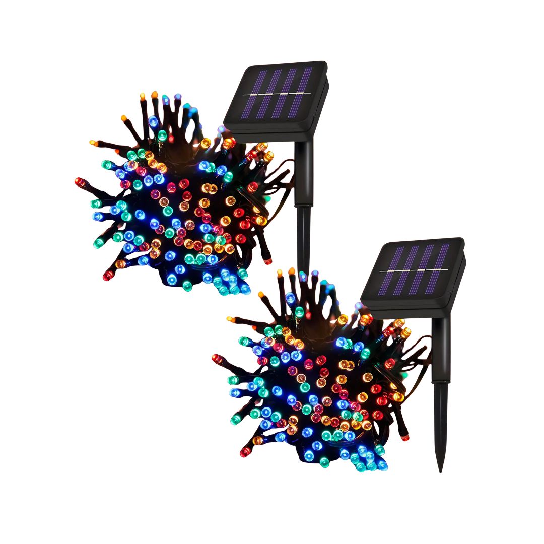 LUCES NAVIDEÑAS CON PANEL SOLAR DE COLORES 20MTS X2UNIDS - 1