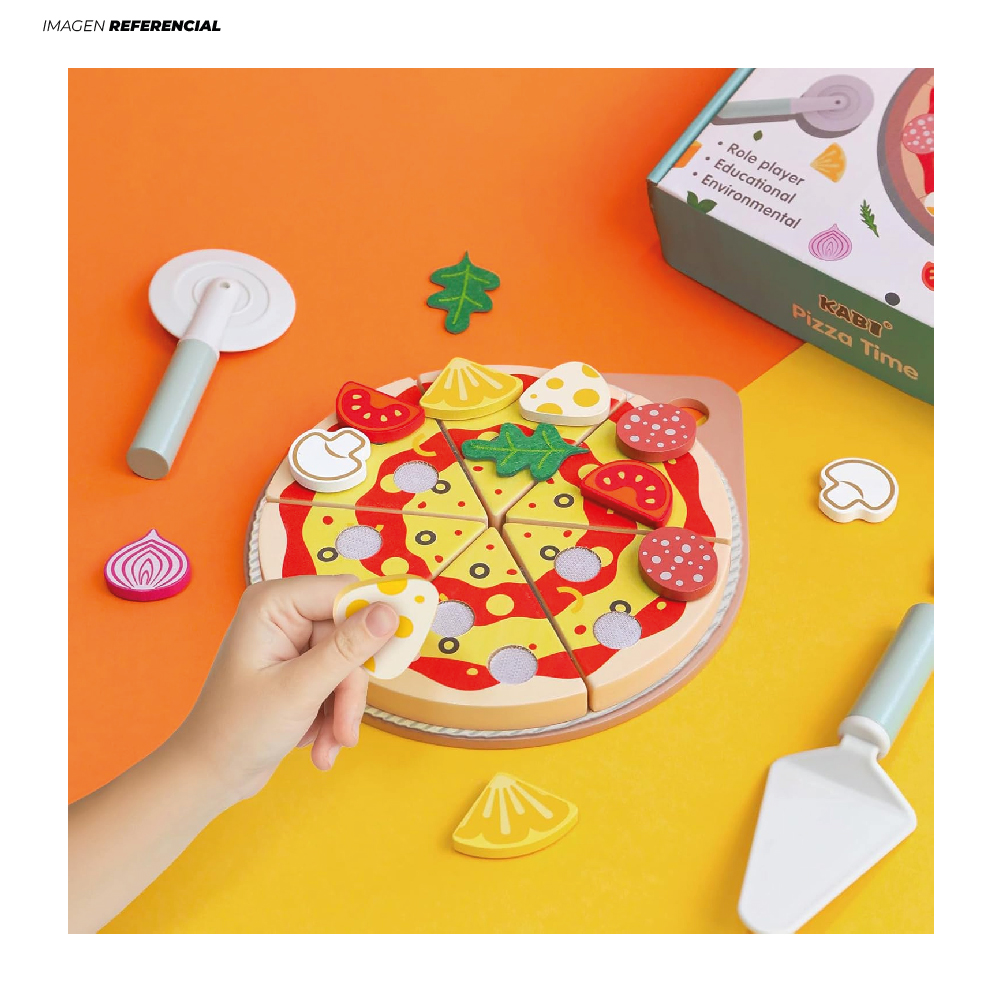 JUGUETE DE PIZZA DIDÁCTICO DE MADERA CON 25 PCS - 3