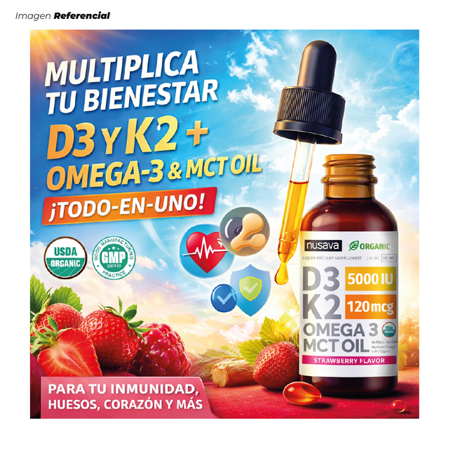 SUPLEMENTO NUTRICIONAL D3+K2 OMEGA 3 MCTOIL NUSAVA - 3
