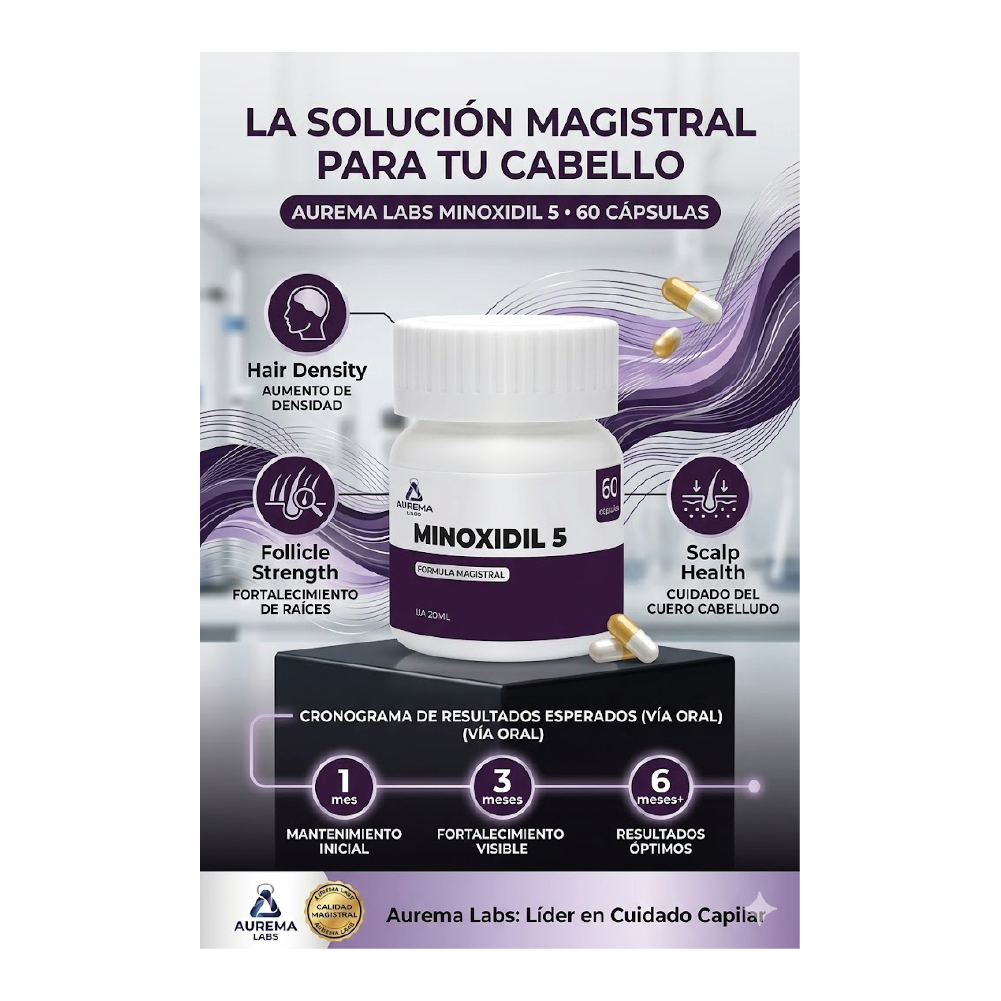 MINOXIDIL 5% FORMULA MAGISTRAL 60 CÁPSULAS AUREMA LAB'S - 2