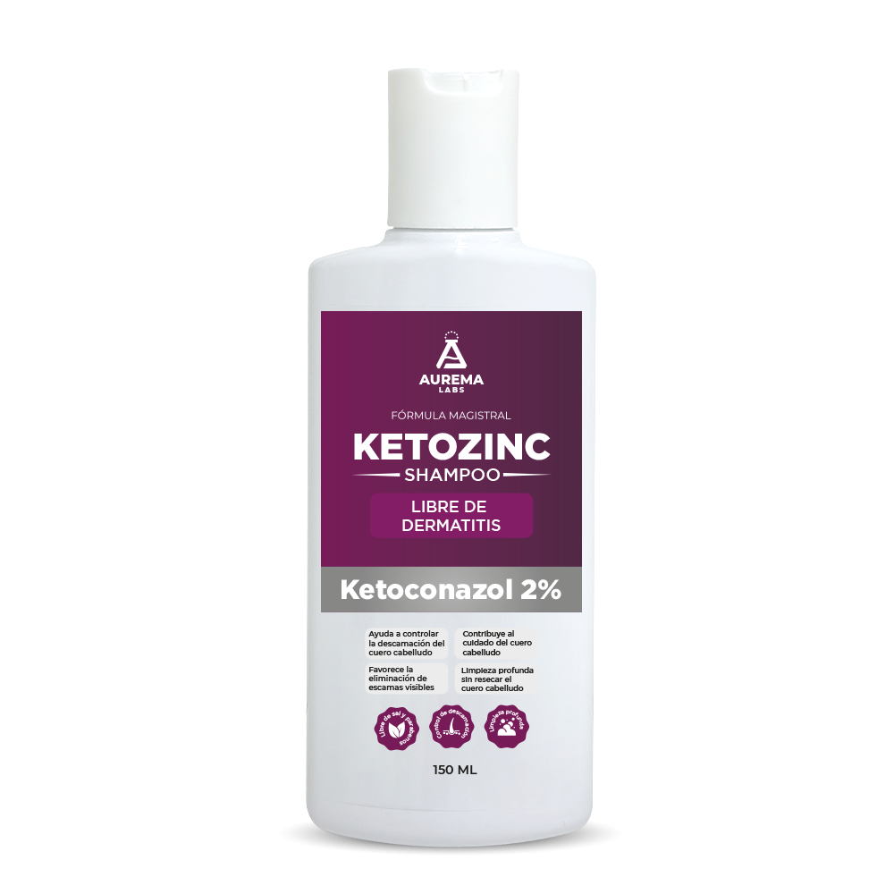 SHAMPOO DERMATOLÓGICO CONTROL DE GRASITUD Y PICAZÓN LIBRE DE DERMATITIS KETOZIN DE 150 ML AUREMA LABS - 1