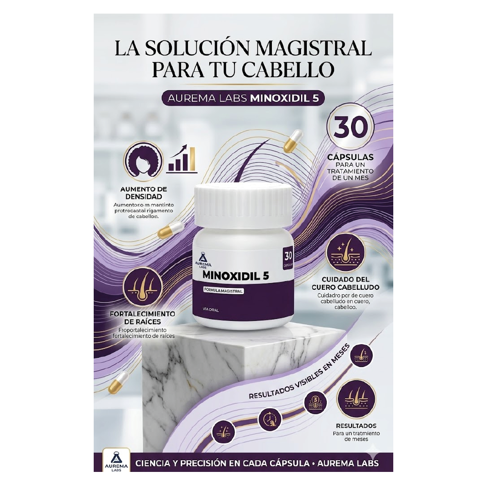 MINOXIDIL 5% FORMULA MAGISTRAL 30 CÁPSULAS AUREMA LAB'S - 2