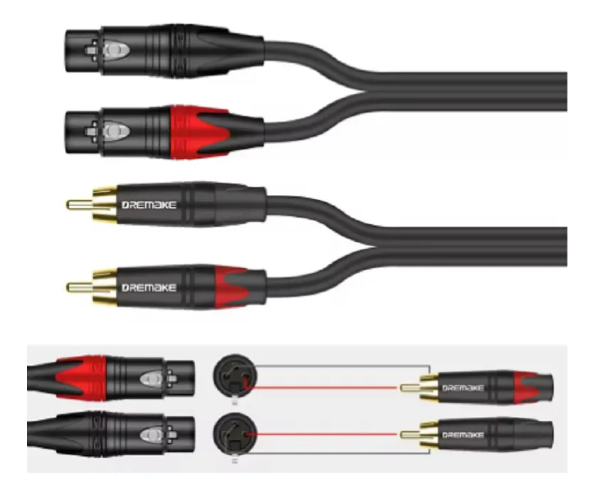 CABLE 2-RCA Dual XLR Macho Audio DJ Canon Flexible - 1m - 2