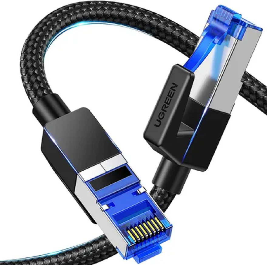 CABLE UGREEN RJ45 CAT8 RED ETHERNET 2M NYLON TRENZADO TV GAMER PC - 2