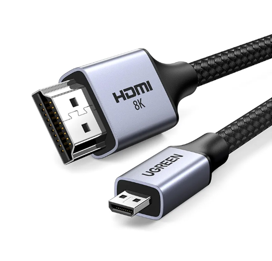 MICRO HDMI 2.1 PREMIUM (2M) CABLE VIDEO 8K 4K NYLON GAMER TV - 1