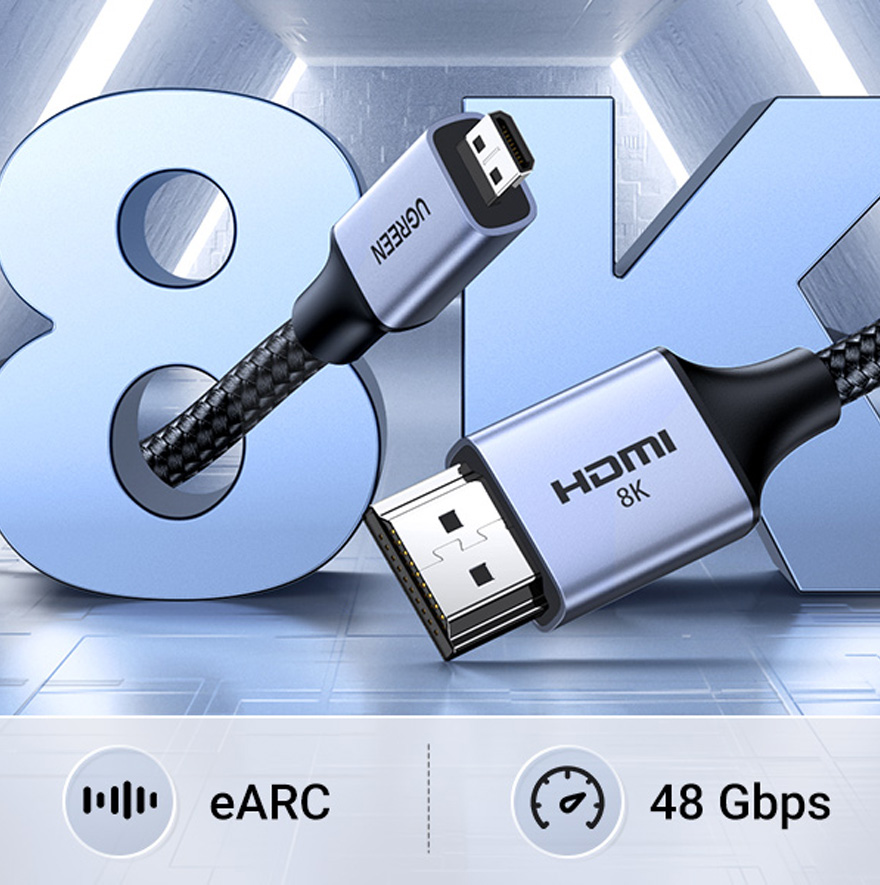 MICRO HDMI 2.1 PREMIUM (2M) CABLE VIDEO 8K 4K NYLON GAMER TV - 2