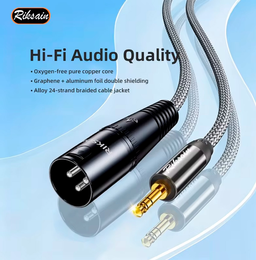 CABLE XLR MACHO PREMIUM 120CM AUX 35MM NYLON PC DJ - 1