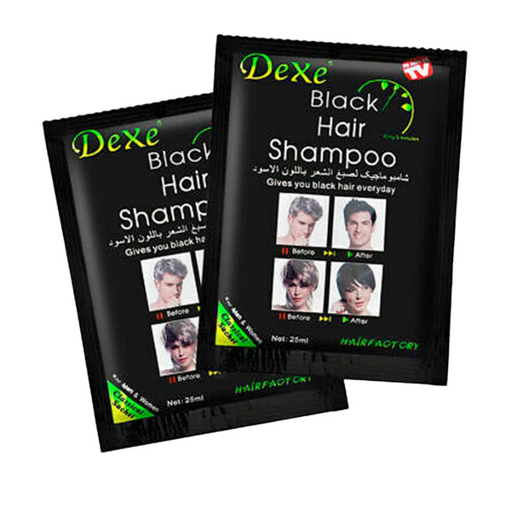 SHAMPOO DEXE 10 TINTE CABELLO PELO BARBA CEJAS NEGRO BLACK HAIR - 2