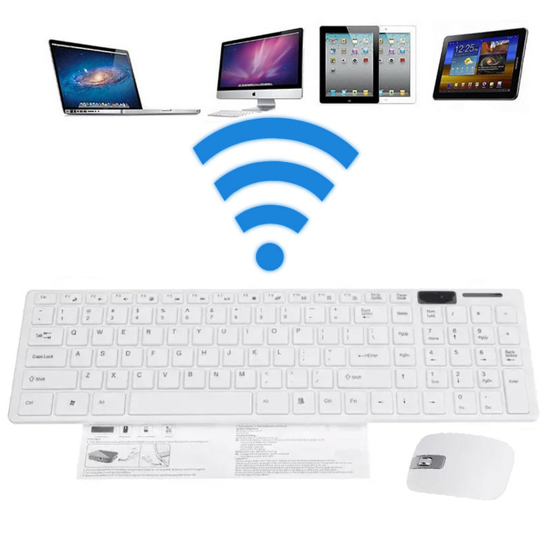KIT TECLADO Y MOUSE INALÁMBRICO PARA PC LAPTOP MAC BLANCO - 1