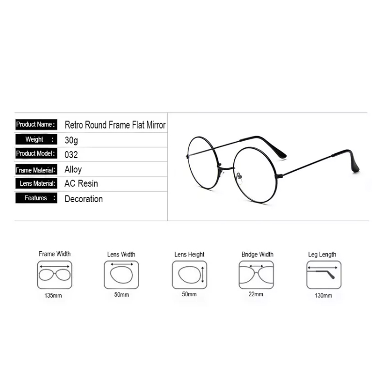 LENTES REDONDOS DE DESCANSO RETRO VINTAGE COREANO LENNON POTTER UNISEX - 2