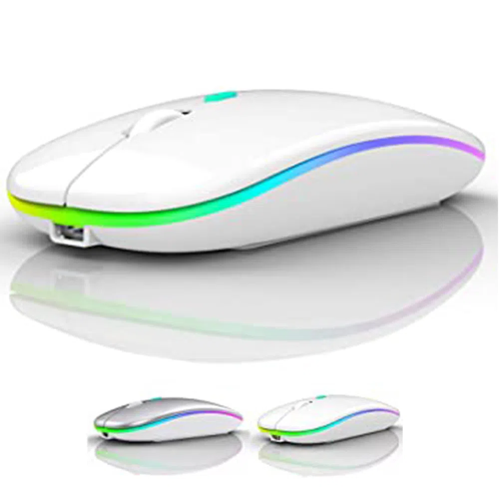 MOUSE INALAMBRICO RECARGABLE RGB LED 3200 DPI 2.4 GHZ BLUETOOTH SLIM - 2