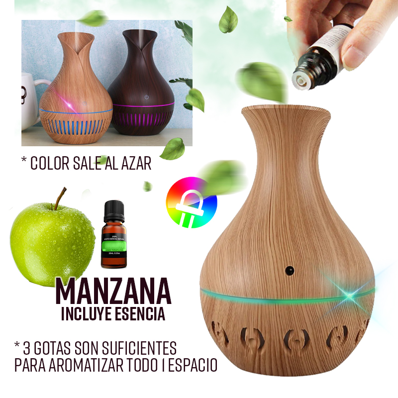 HUMIDIFICADOR LED PURIFICADOR CON ESENCIA DE MANZANA AROMATERAPIA - 1