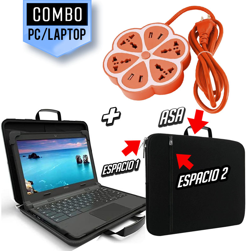 COMBO ENCHUFE TOMACORRIENTE + MALETIN FUNDA LAPTOP DE 15.4 16 - 1