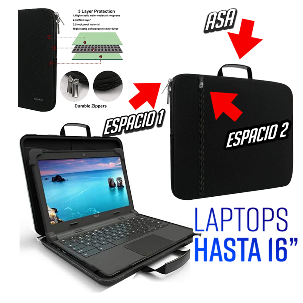 COMBO ENCHUFE TOMACORRIENTE + MALETIN FUNDA LAPTOP DE 15.4 16 - 2
