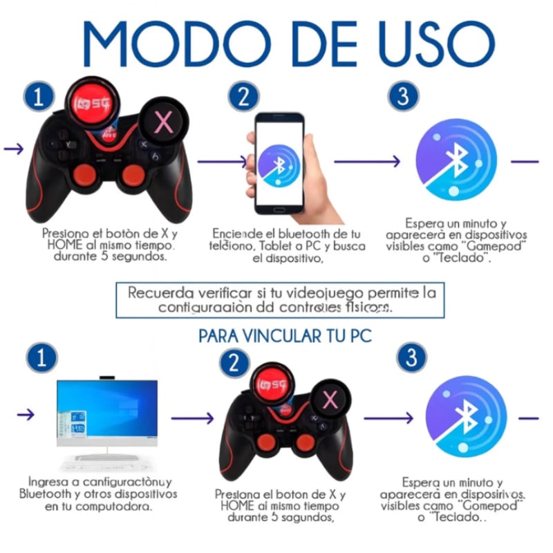Mando Bluetooth para Celular Tablet TV BOX Smart TV Gamer - 2
