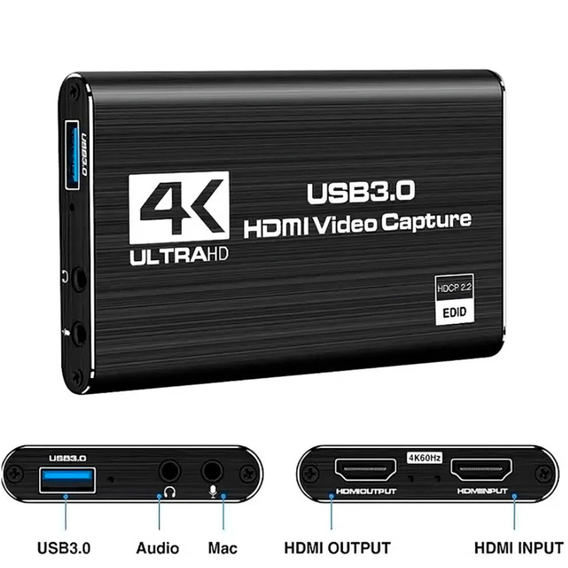 CAPTURADOR VIDEO HDMI USB 3.0 4K WINDOWS MAC LINUX MICRÓFONO - 1