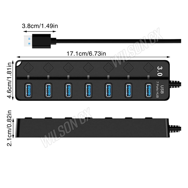 HUB USB 3.0 DE 7 PUERTOS CON INTERRUPTOR PARA LAPTOP PC - 3