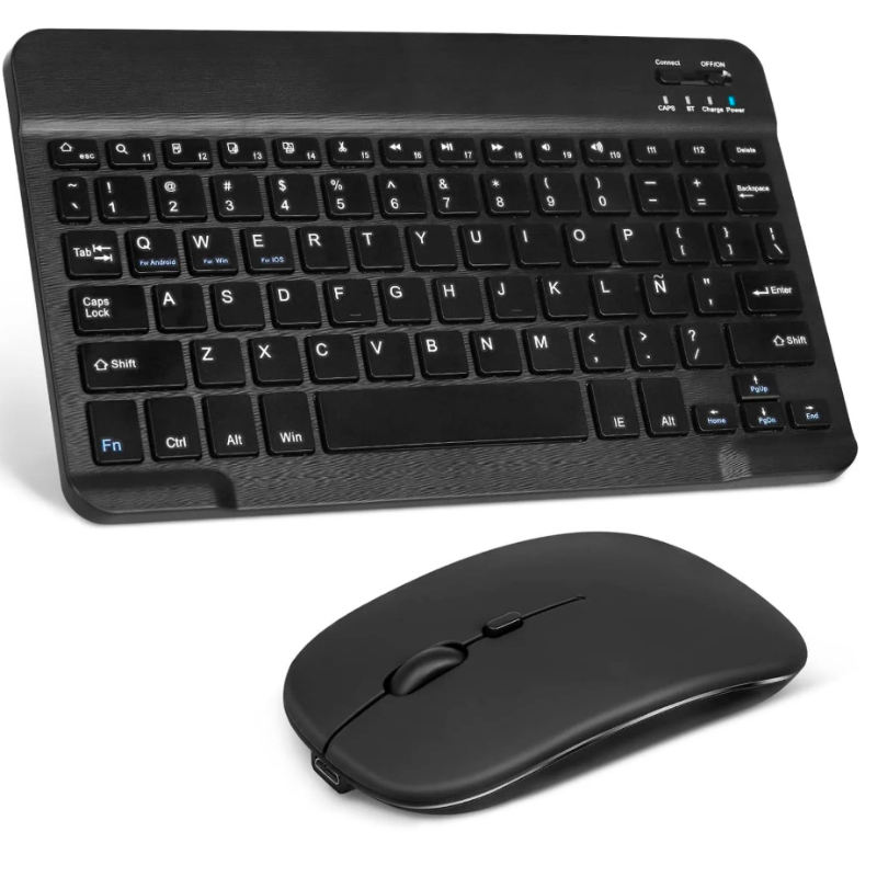 KIT TECLADO Y MOUSE INALÁMBRICO RECARGABLE BLUETOOTH NEGRO PC TABLET CELULAR - 3