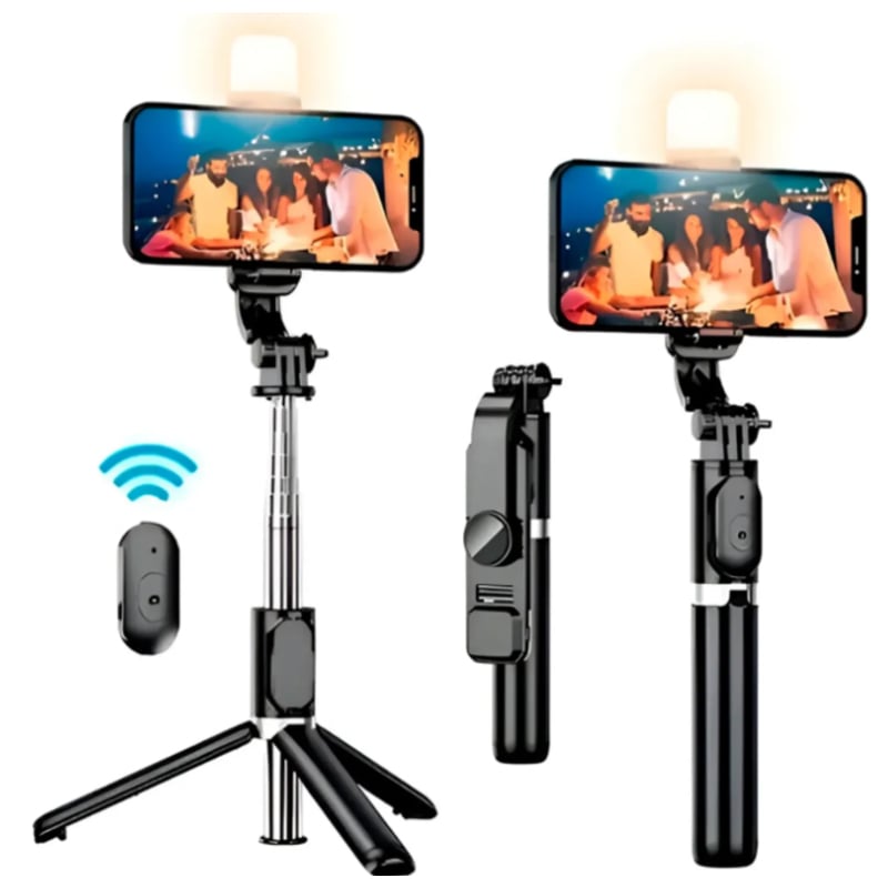 TRIPODE PALO SELFIE STICK MONOPOD CON MANDO BLUETOOTH Y LUZ LED - 1