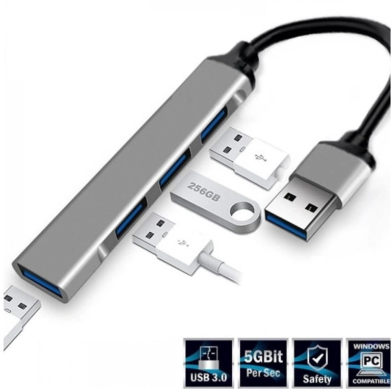 HUB USB SLIM 4 PUERTOS EN 1 ALUMINIO USB 3.0 EXTENSOR PREMIUM - 1