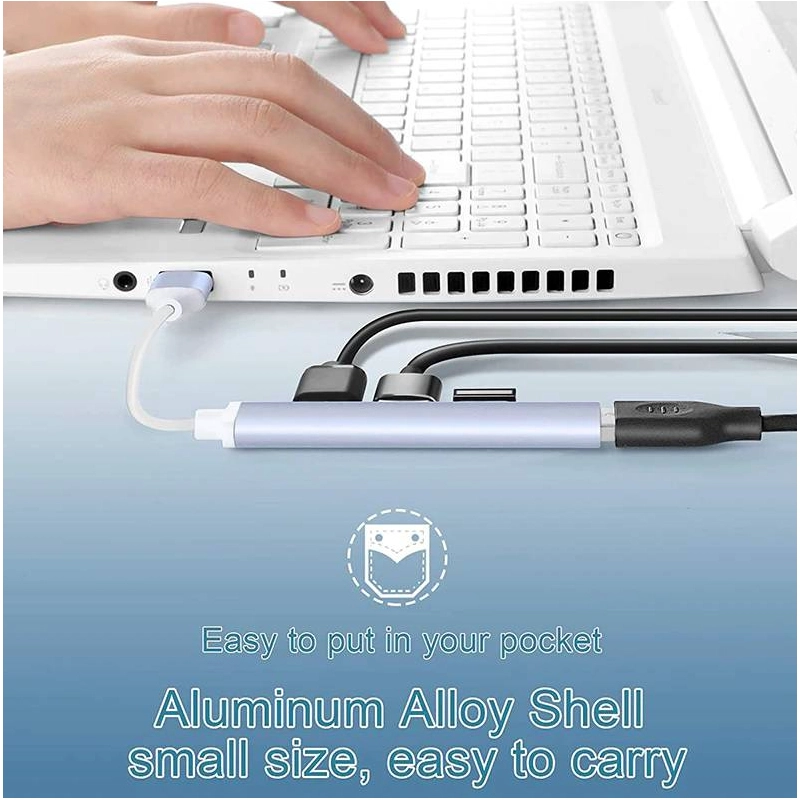 HUB USB SLIM 4 PUERTOS EN 1 ALUMINIO USB 3.0 EXTENSOR PREMIUM - 3