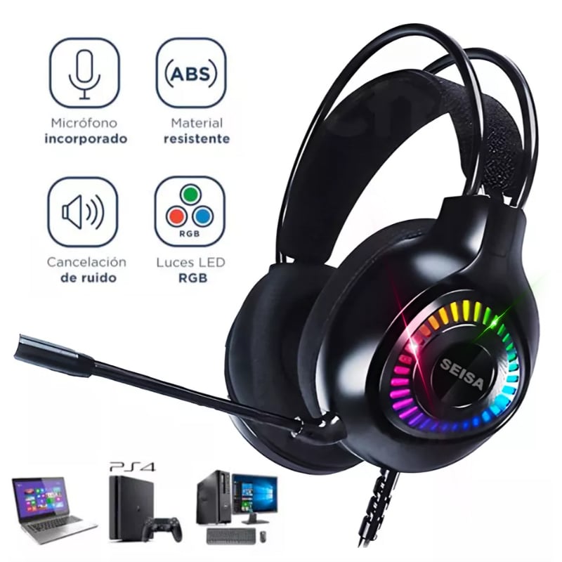 COMBO GAMER TECLADO METÁLICO MOUSE AUDÍFONOS C MICROFONO LUCES RGB - 2