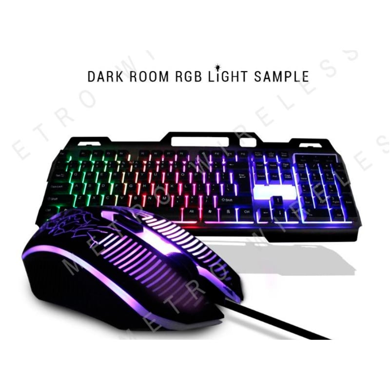 COMBO GAMER TECLADO METÁLICO MOUSE AUDÍFONOS C MICROFONO LUCES RGB - 3